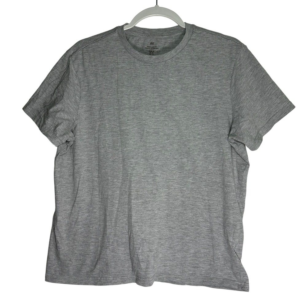 HM Mens Regular Fit Gray Heathered Cotton Blend Crewneck T-Shirt Size Medium
